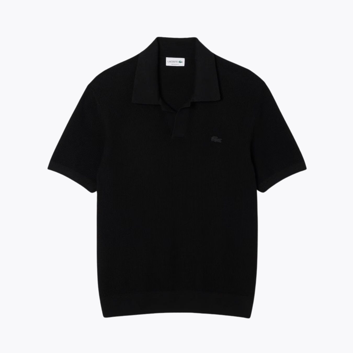 Lacoste Cotton Blend Open Polo Collar Sweater LS Black S