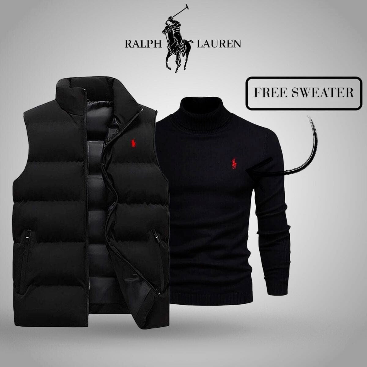 Ralph Lauren Vest + Exclusive Free Sweater (CLEARANCE) LS Black Black S