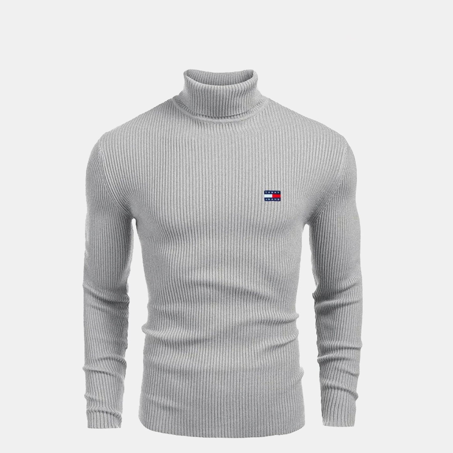 Tommy Hilfiger Turtleneck Cable-Knit Wool Sweater LS Grey S