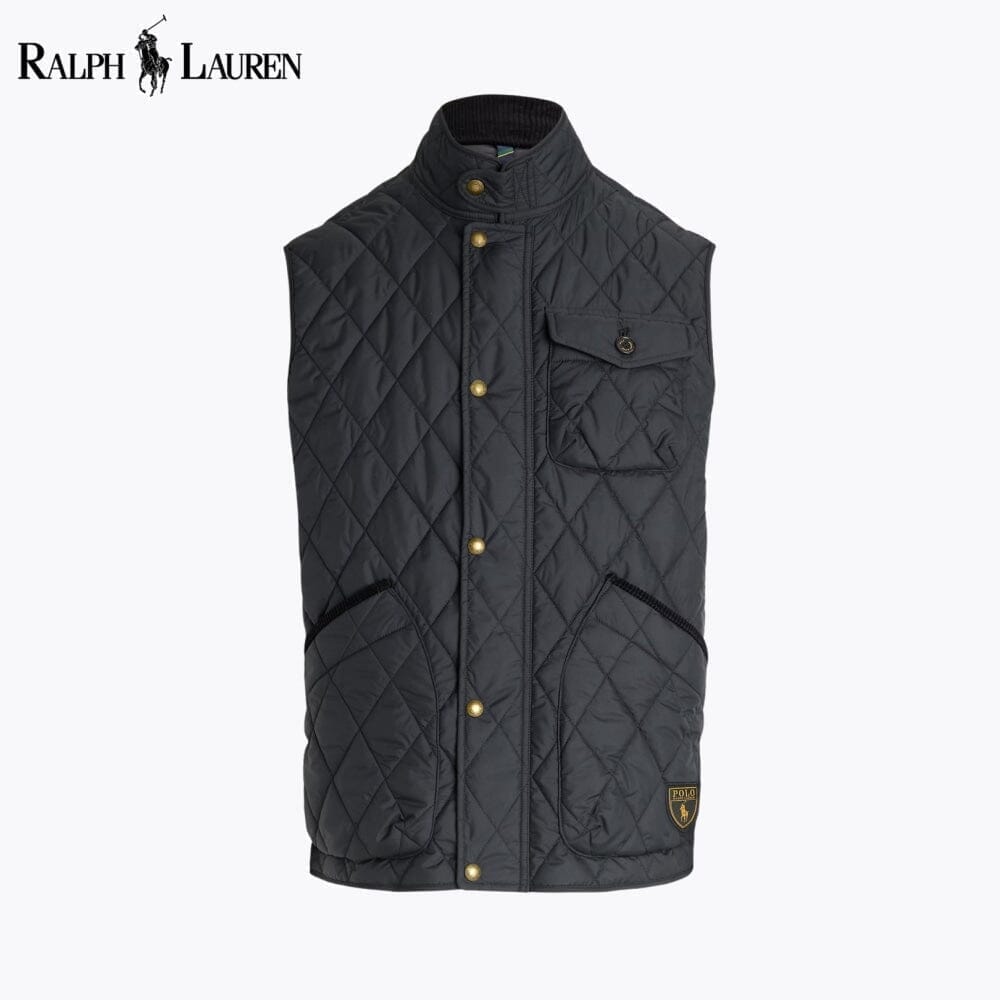 Ralph Lauren Beaton Quilted Utility Gilet LS Polo Black S