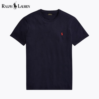 Ralph Lauren Custom Slim Fit Jersey Crewneck T-Shirt LS Blue Navy S