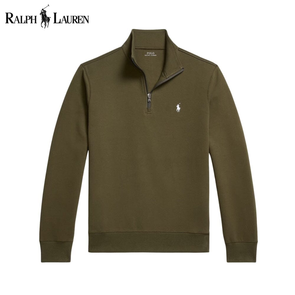 Ralph Lauren Double-Knit Mockneck Pullover LS Olive S