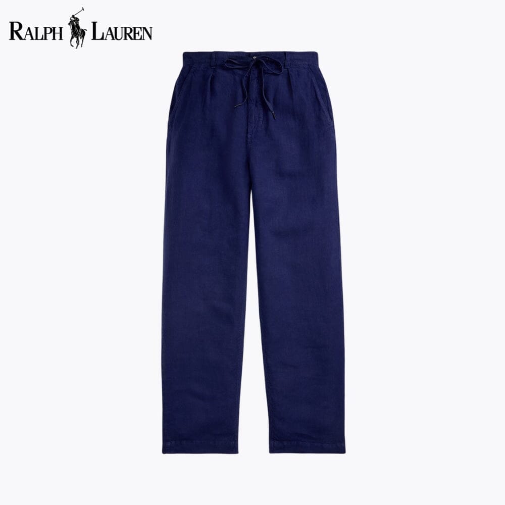 Ralph Lauren Lateef Relaxed Fit Pleated Linen Pant LS Blue Navy 28