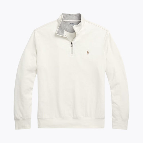 Ralph Lauren Luxury Jersey Quarter-Zip Pullover LS Parchment Cream S