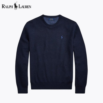 Ralph Lauren Mesh-Knit Cotton Crewneck Sweater LS Navy Blue S