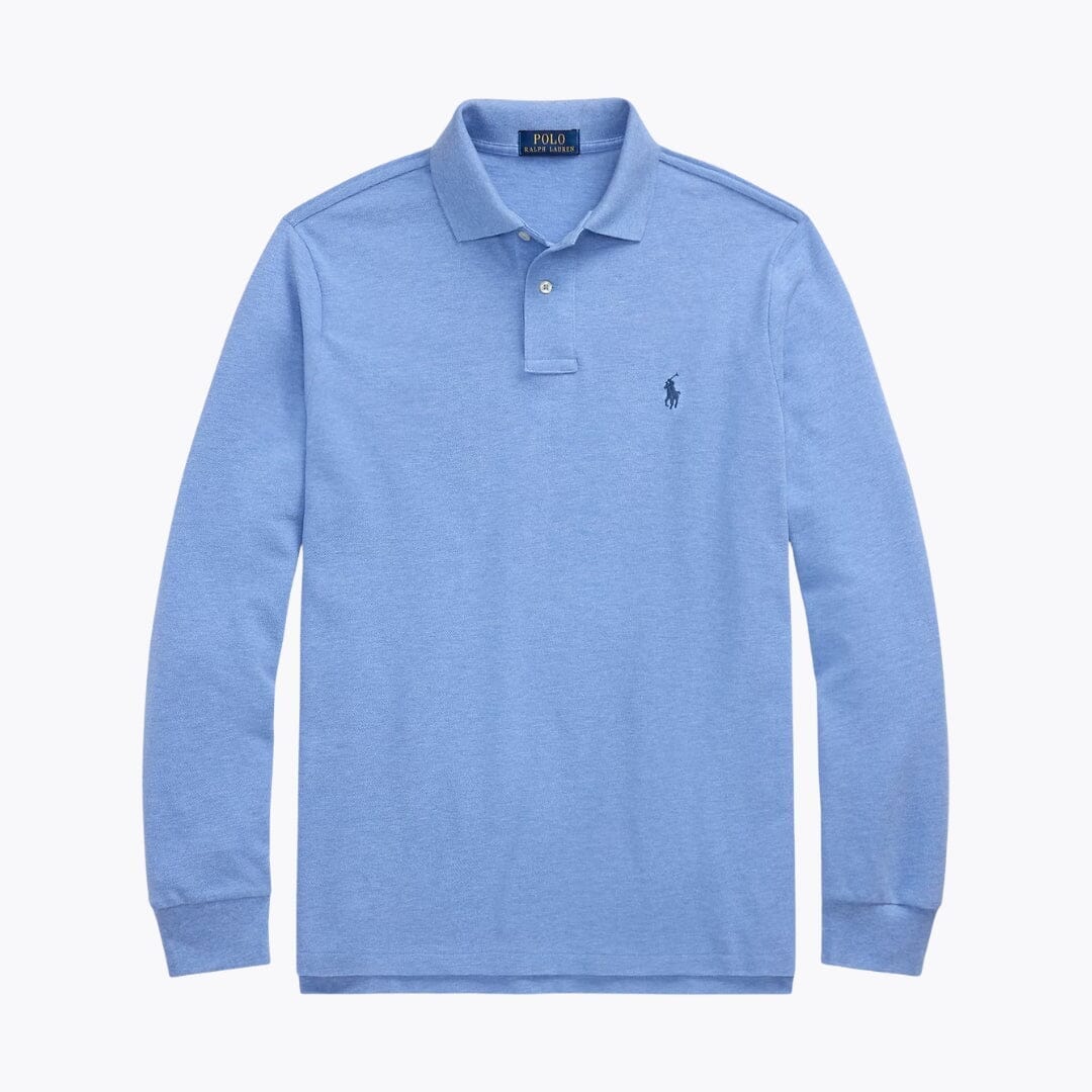 Ralph Lauren Mesh Long-Sleeve Polo Shirt LS Soft Royal Heather S