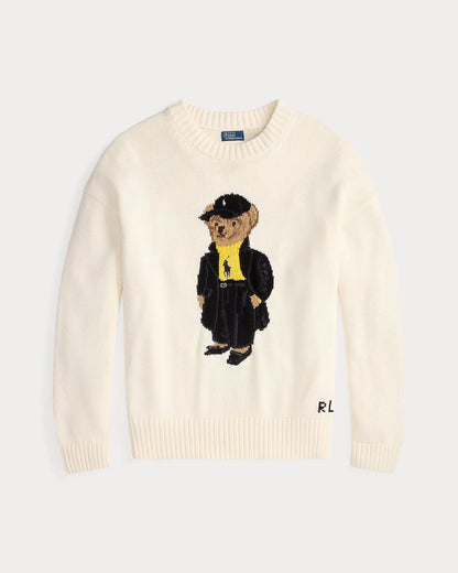 Ralph Lauren Polo Bear Cotton Crew Neck Sweater LS White S