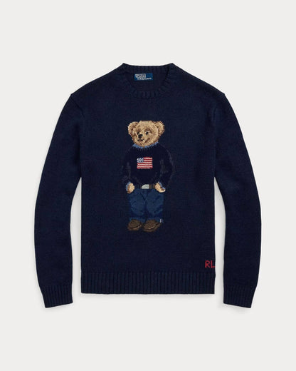 Ralph Lauren Polo Bear Cotton-Linen Sweater LS Navy S