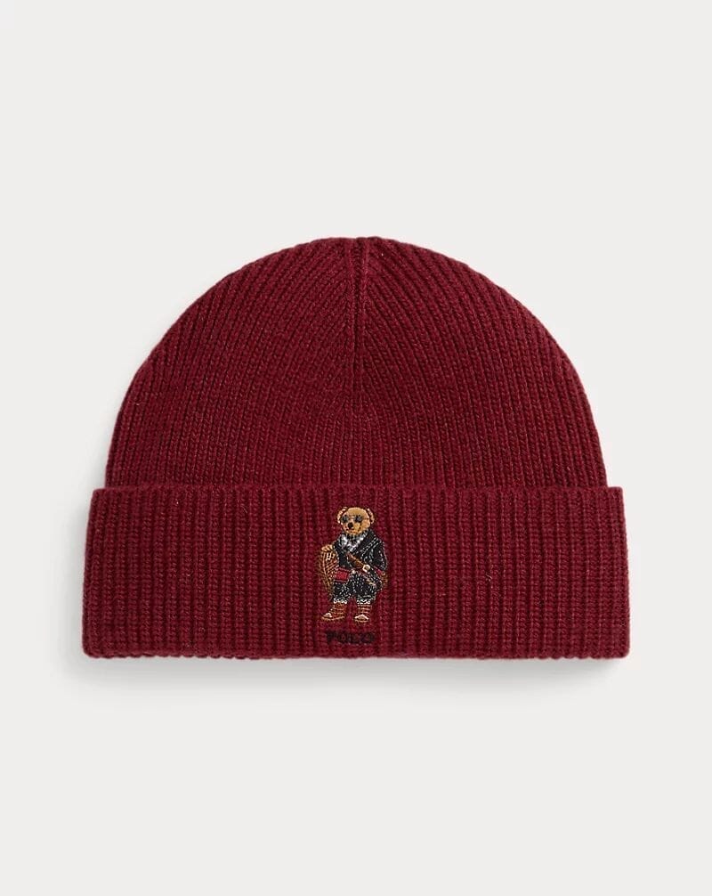 Ralph Lauren Polo Bear Rib-Knit Beanie LS Holiday Red
