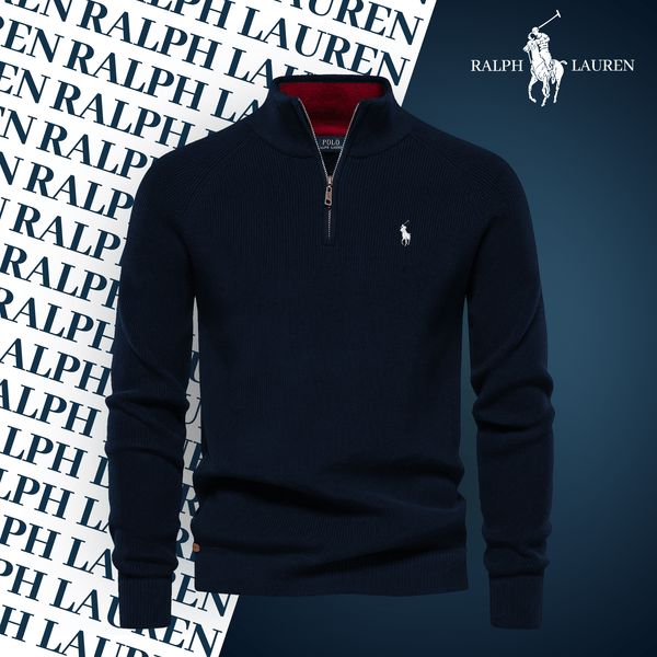 Ralph Lauren Pull Col Zippé LS Blue XS
