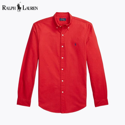 Ralph Lauren Slim Fit Garment-Dyed Oxford Shirt LS Red S