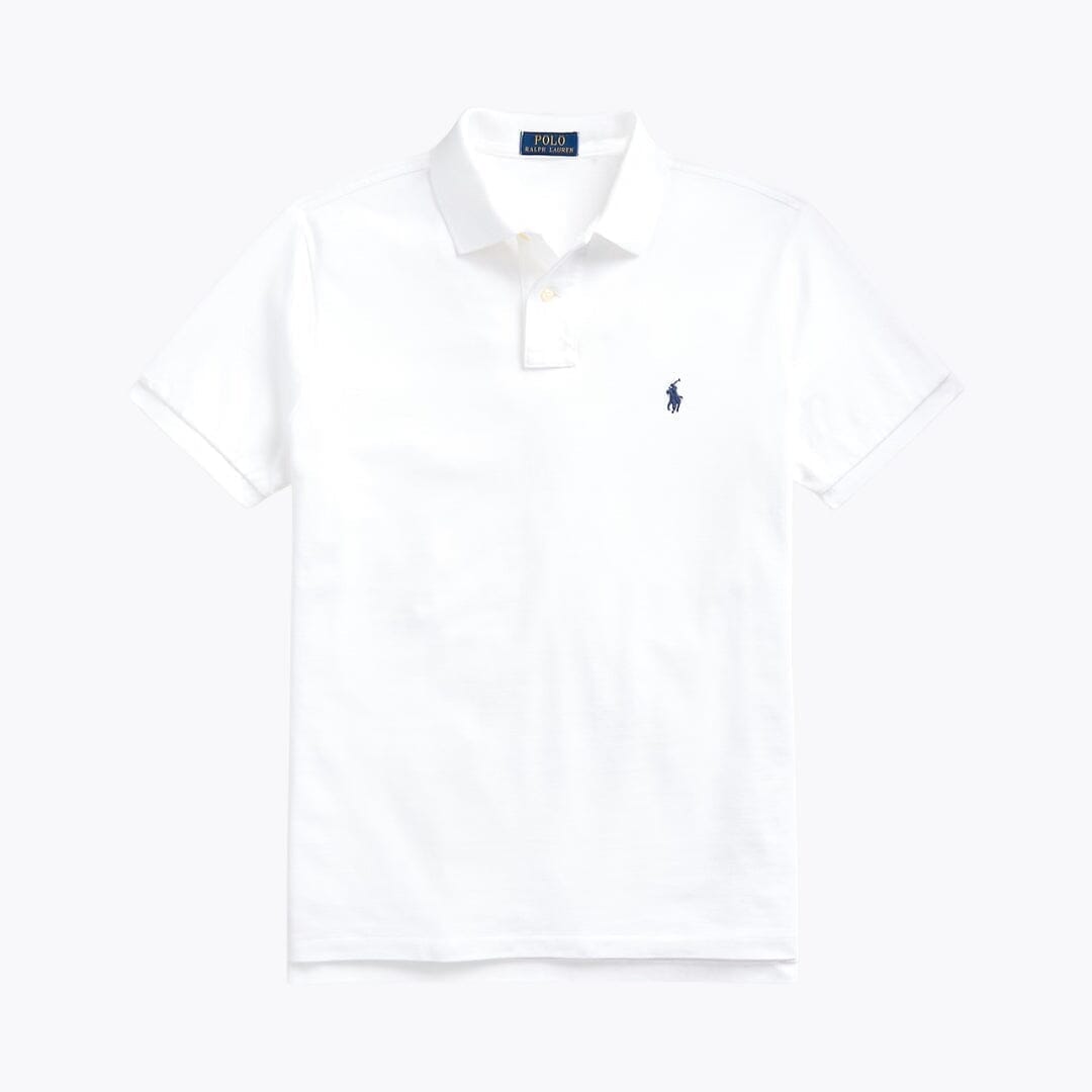 Ralph Lauren The Iconic Mesh Polo Shirt LS White/Navy S