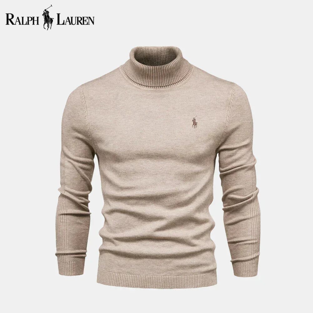 Ralph Lauren Turtleneck Cable-Knit Wool Knit Sweater LS Beige S