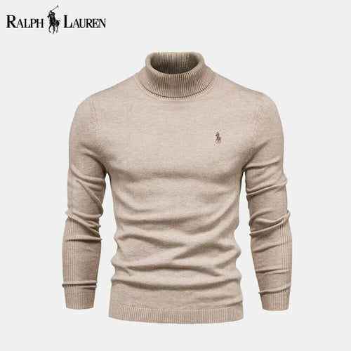 Ralph Lauren Turtleneck Cable-Knit Wool Knit Sweater LS Beige S