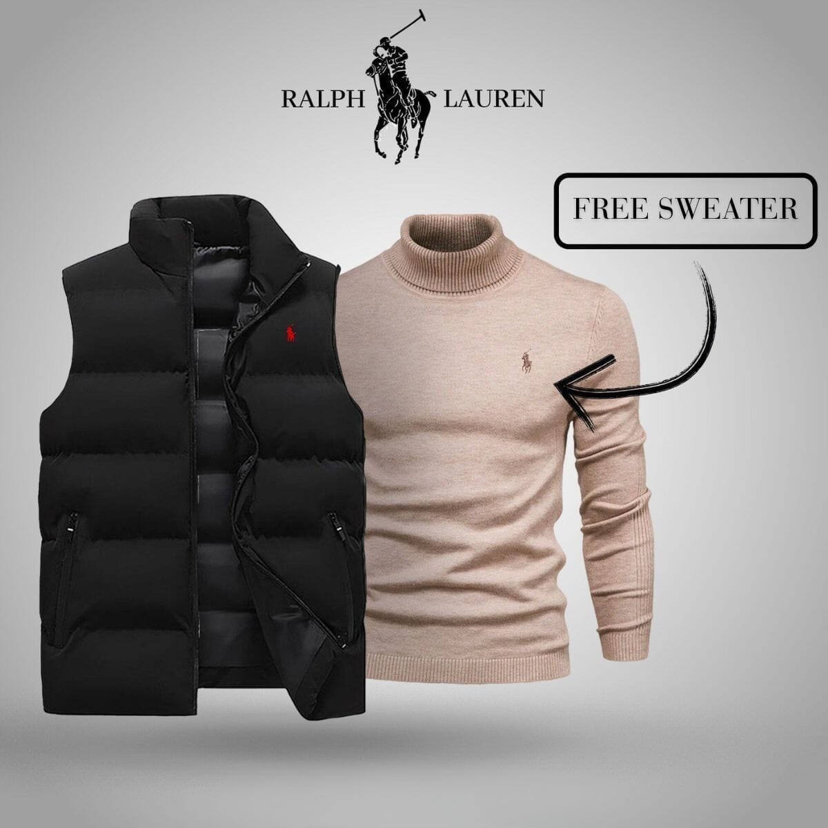 Ralph Lauren Vest + Exclusive Free Sweater (CLEARANCE) LS Black Beige S