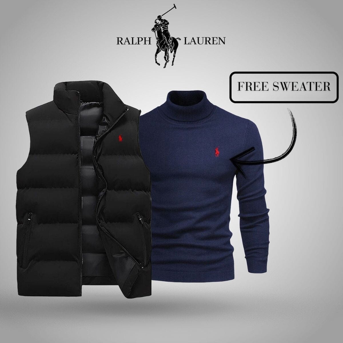 Ralph Lauren Vest + Exclusive Free Sweater (CLEARANCE) LS Black Blue S