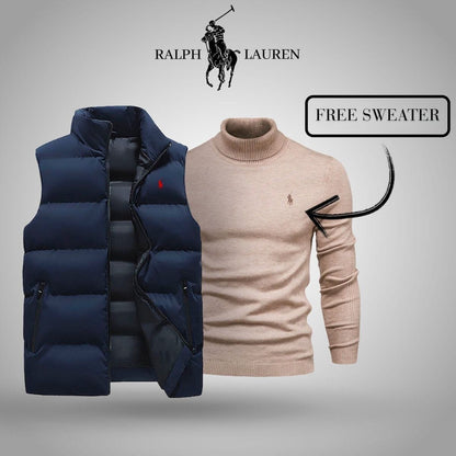 Ralph Lauren Vest + Exclusive Free Sweater (CLEARANCE) LS Blue Beige S