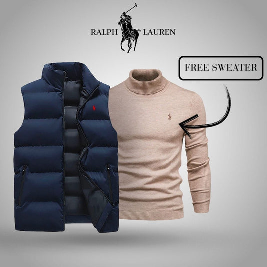 Ralph Lauren Vest + Exclusive Free Sweater (CLEARANCE) LS Blue Beige S