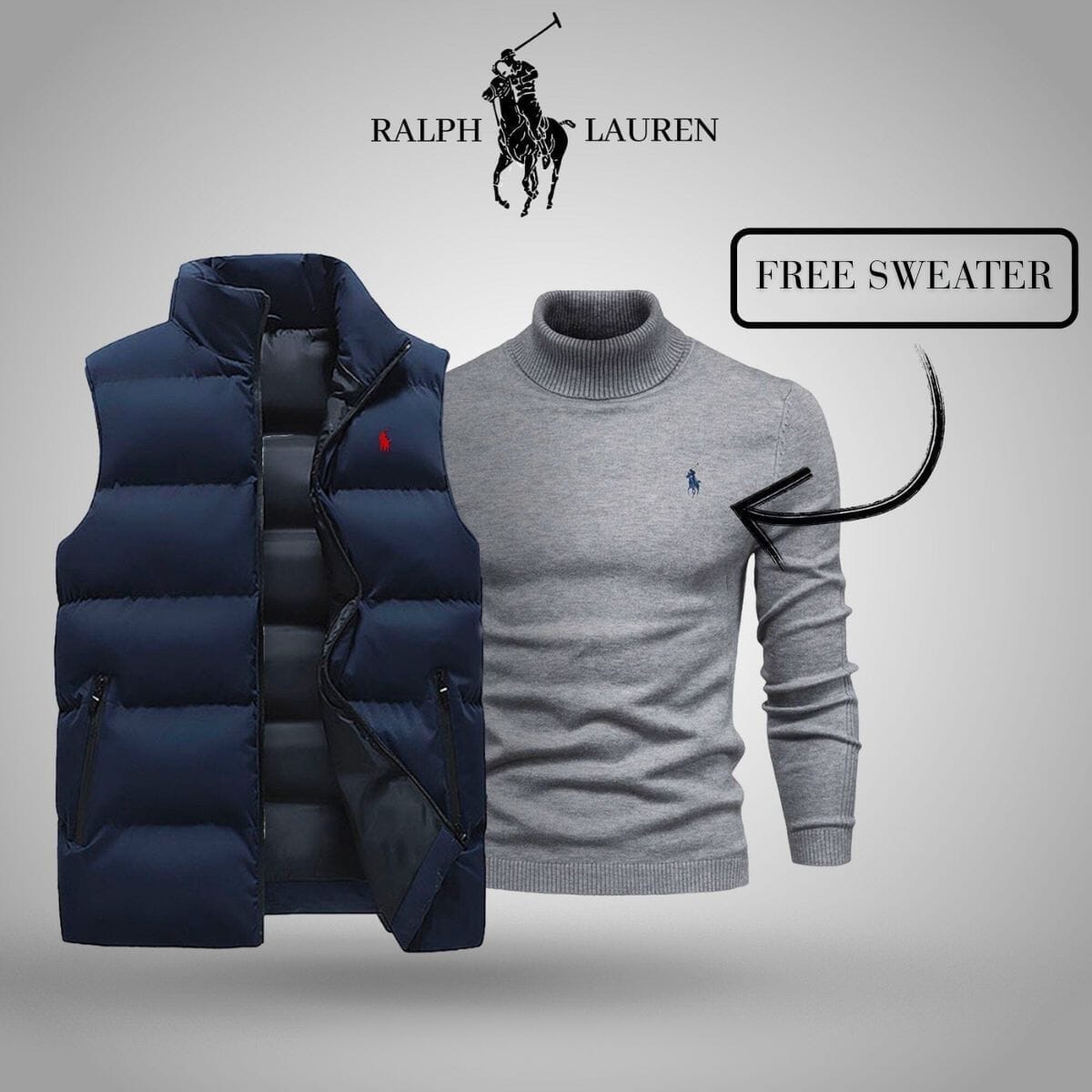 Ralph Lauren Vest + Exclusive Free Sweater (CLEARANCE) LS Blue Gray S