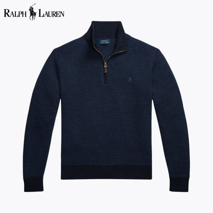 Ralph Lauren Washable Wool Quarter-Zip Sweater LS Blue Navy S