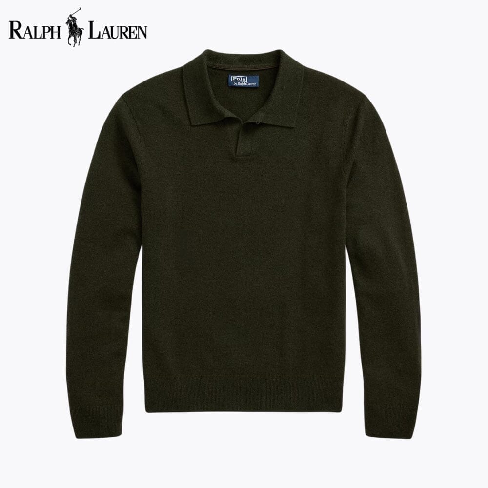 Ralph Lauren Wool Johnny-Collar Sweater LS Leaf Green S