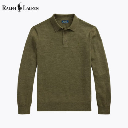 Ralph Lauren Wool Polo-Collar Jumper LS Olive S