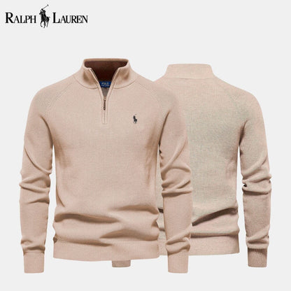 Ralph Lauren Zip Cable-Knit Wool Knit Sweater LS Beige S