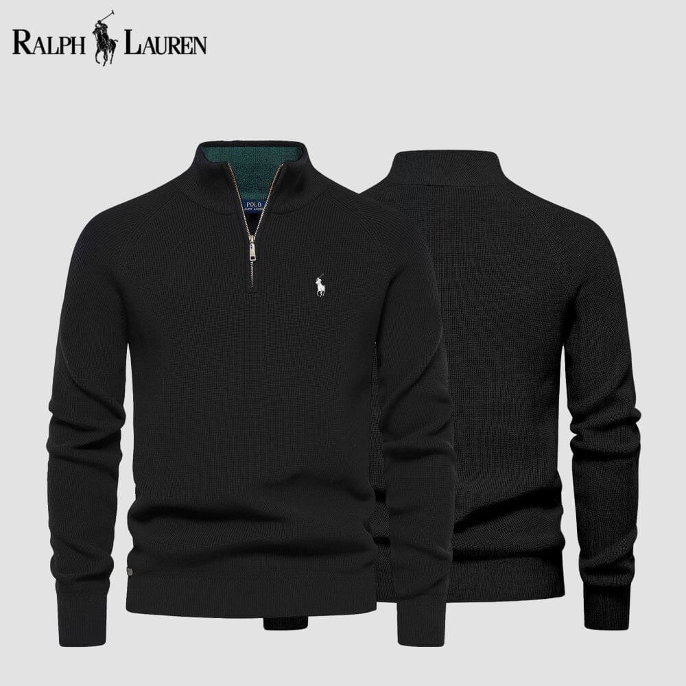 Ralph Lauren Zip Cable-Knit Wool Knit Sweater LS Black S