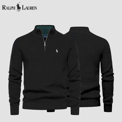 Ralph Lauren Zip Cable-Knit Wool Knit Sweater LS Black S