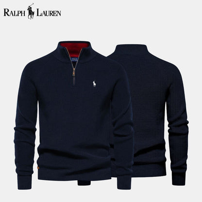 Ralph Lauren Zip Cable-Knit Wool Knit Sweater LS Blue S