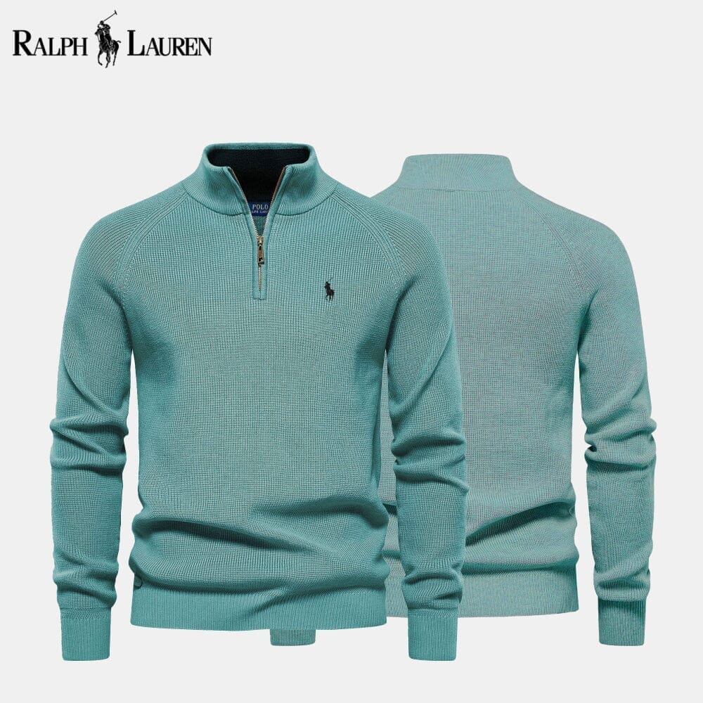 Ralph Lauren Zip Cable-Knit Wool Knit Sweater LS Green S