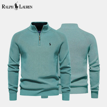 Ralph Lauren Zip Cable-Knit Wool Knit Sweater LS Green S