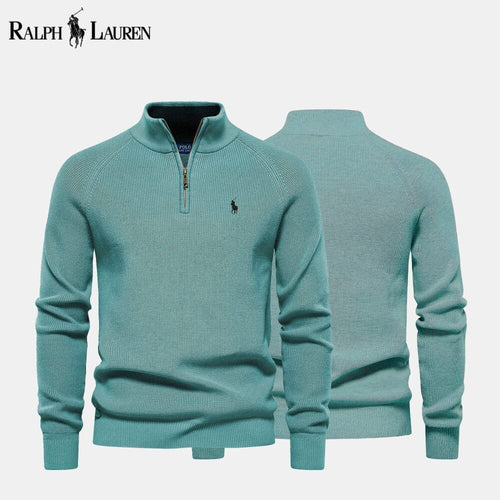 Ralph Lauren Zip Cable-Knit Wool Knit Sweater LS Green S