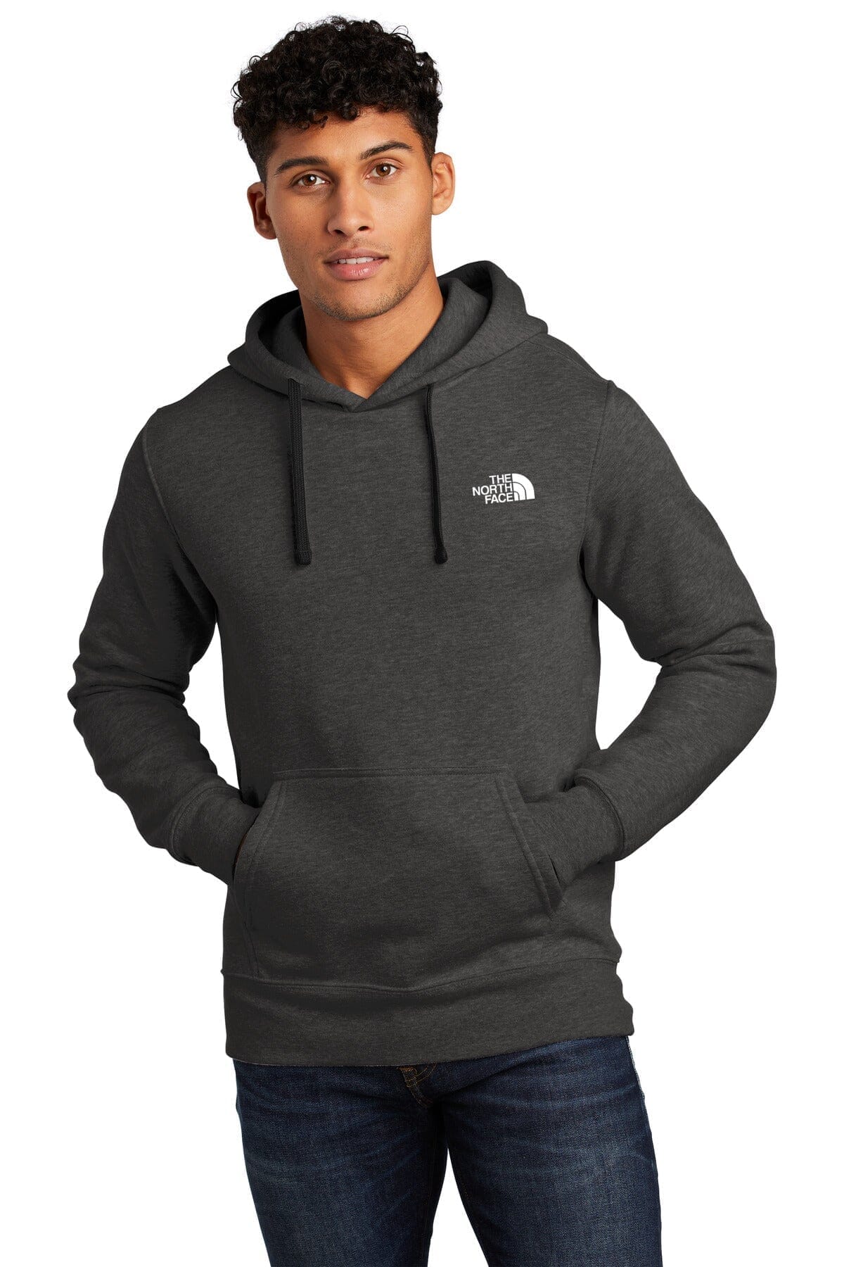 The North Face Chest Logo Pullover Hoodie LS Black Heather S
