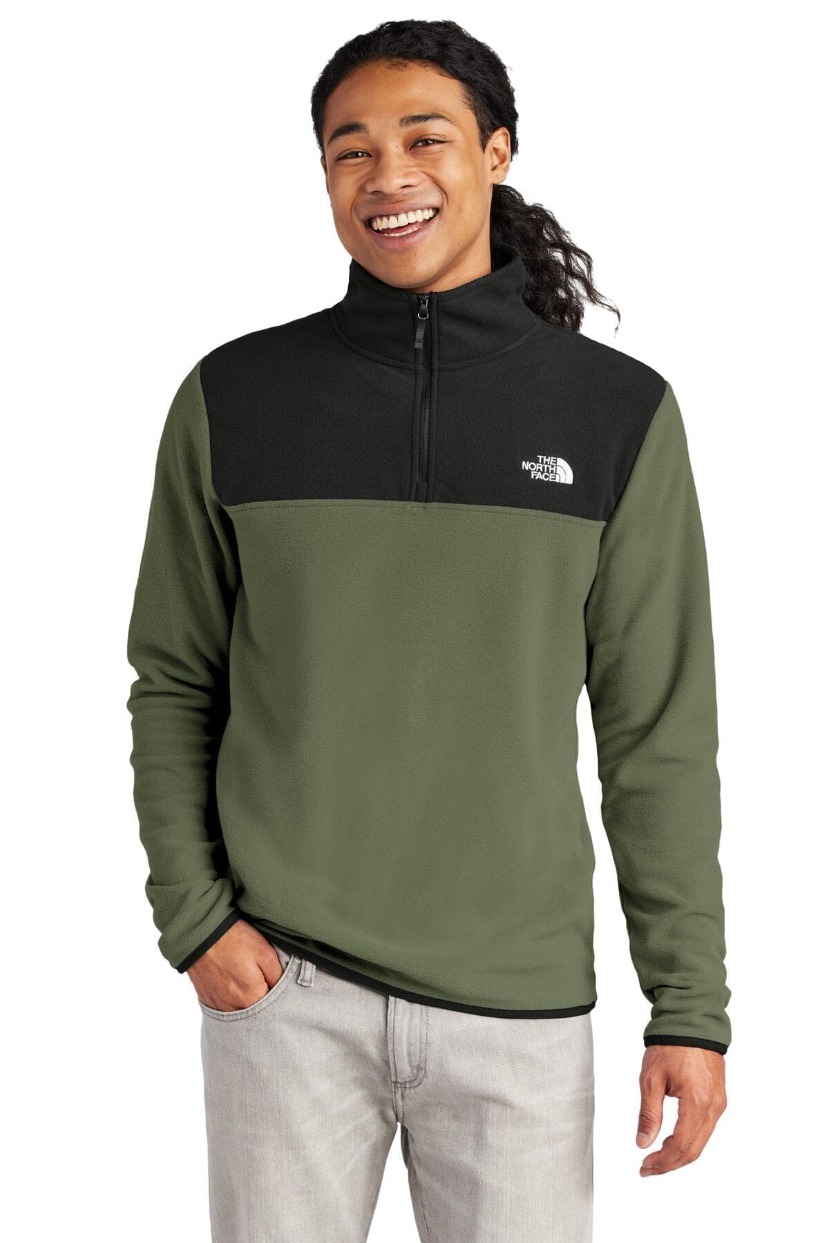 The North Face Glacier 1/4-Zip Fleece LS New Taupe Green/ Black S