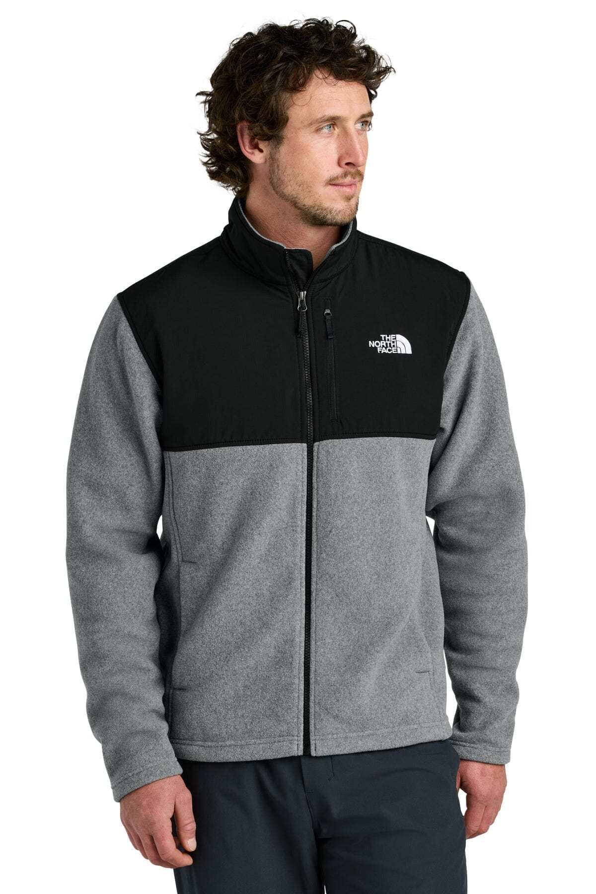 The North Face Highest Peak Full-Zip Fleece Jacket LS Medium Grey Heather/Black S
