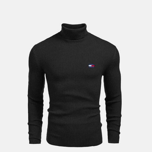 Tommy Hilfiger Turtleneck Cable-Knit Wool Sweater LS Black S